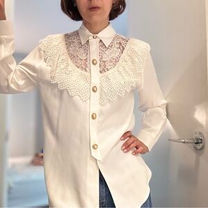 Vintage VIPetites Sz S Made In Canada Western Style Lace Blouse